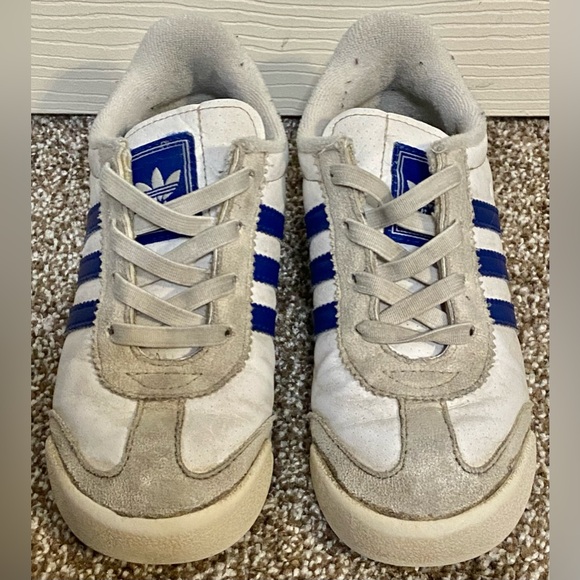 BOYS KIDS ADIDAS SAMOA WHITE RETRO SPORT SNEAKERS SHOES SZ 10K - Picture 3 of 7